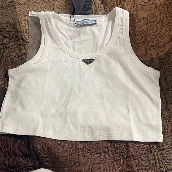 Prada Tops - Prada Elegant White Sleeveless Crop Top